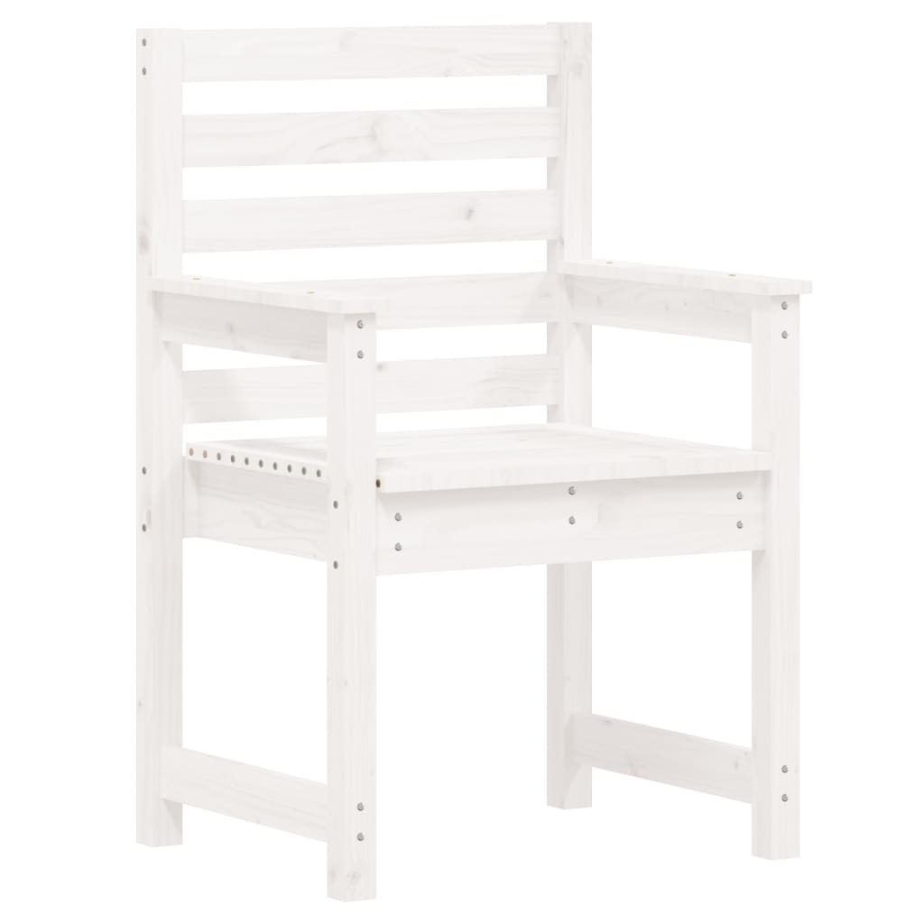 7 Piece Garden Dining Set White Solid Wood Pine