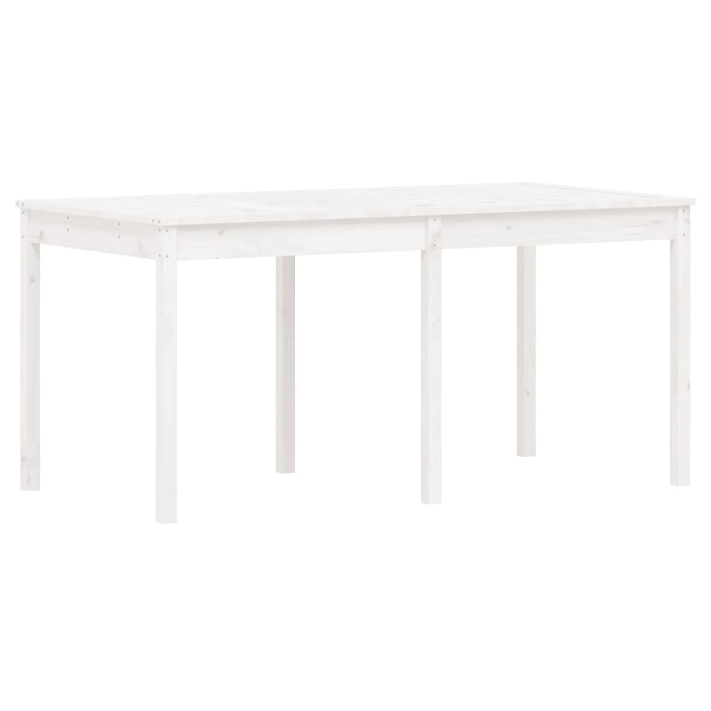 7 Piece Garden Dining Set White Solid Wood Pine