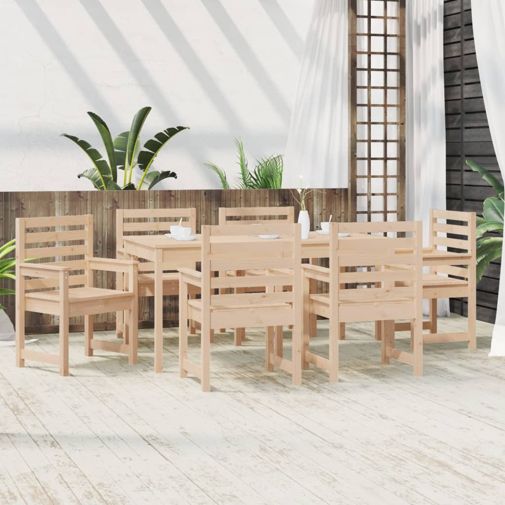 7 Piece Garden Dining Set Solid Wood Pine