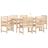 7 Piece Garden Dining Set Solid Wood Pine