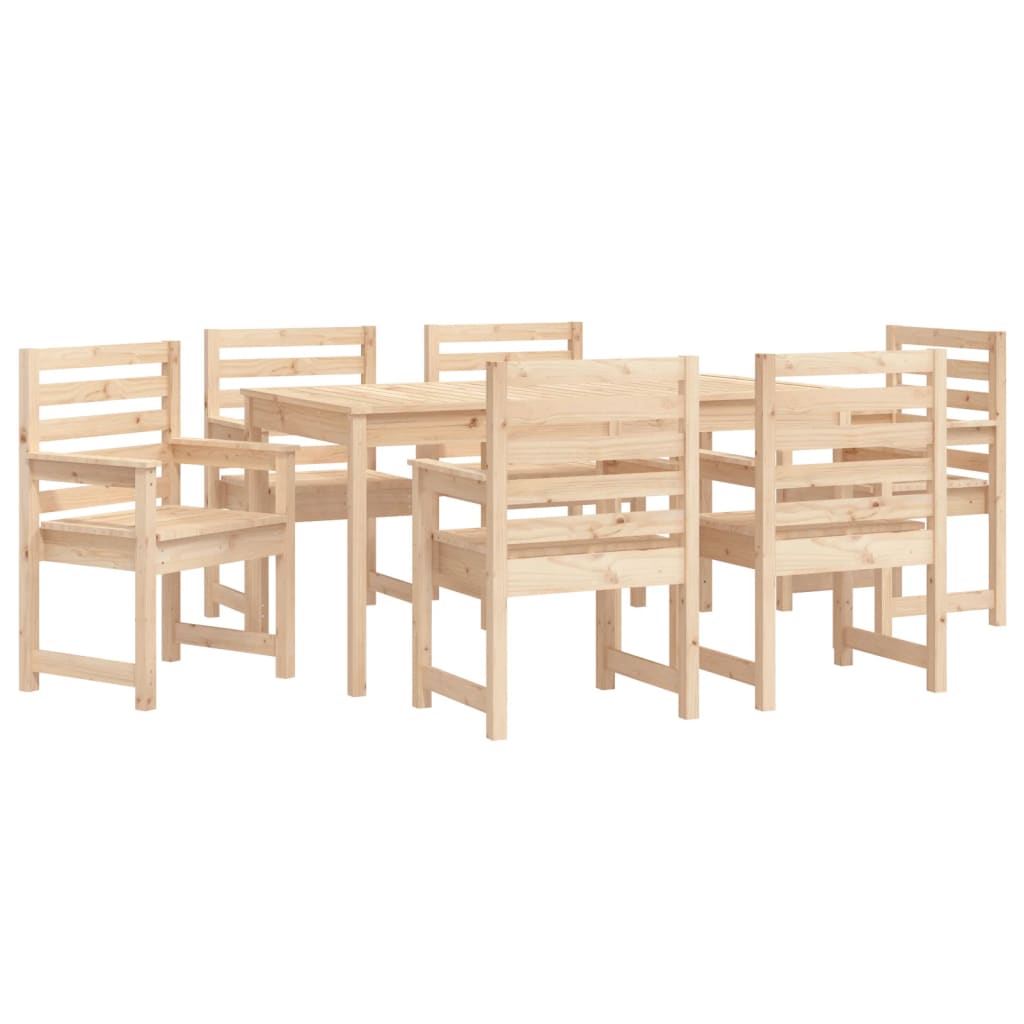 7 Piece Garden Dining Set Solid Wood Pine