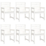 7 Piece Garden Dining Set White Solid Wood Pine