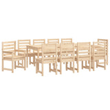 11 Piece Garden Dining Set Solid Wood Pine