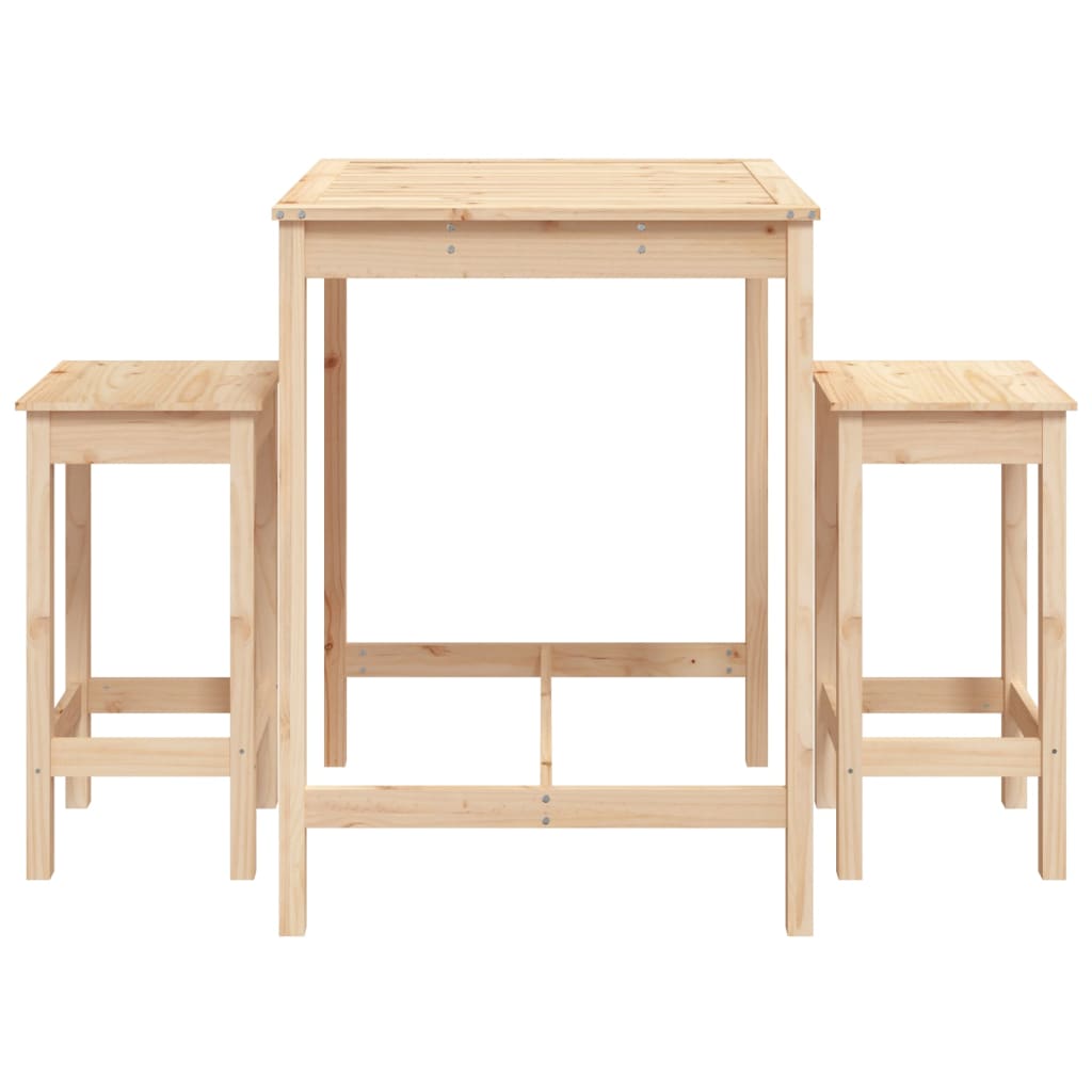 3 Piece Garden Bar Set Solid Wood Pine