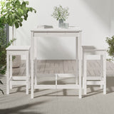 3 Piece Garden Bar Set White Solid Wood Pine