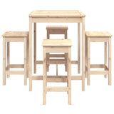 5 Piece Garden Bar Set Solid Wood Pine