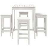 5 Piece Garden Bar Set White Solid Wood Pine