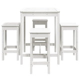 5 Piece Garden Bar Set White Solid Wood Pine