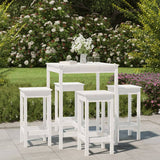 5 Piece Garden Bar Set White Solid Wood Pine