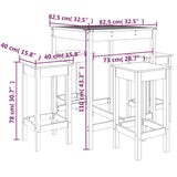 5 Piece Garden Bar Set Black Solid Wood Pine