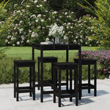 5 Piece Garden Bar Set Black Solid Wood Pine