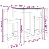 3 Piece Garden Bar Set White Solid Wood Pine