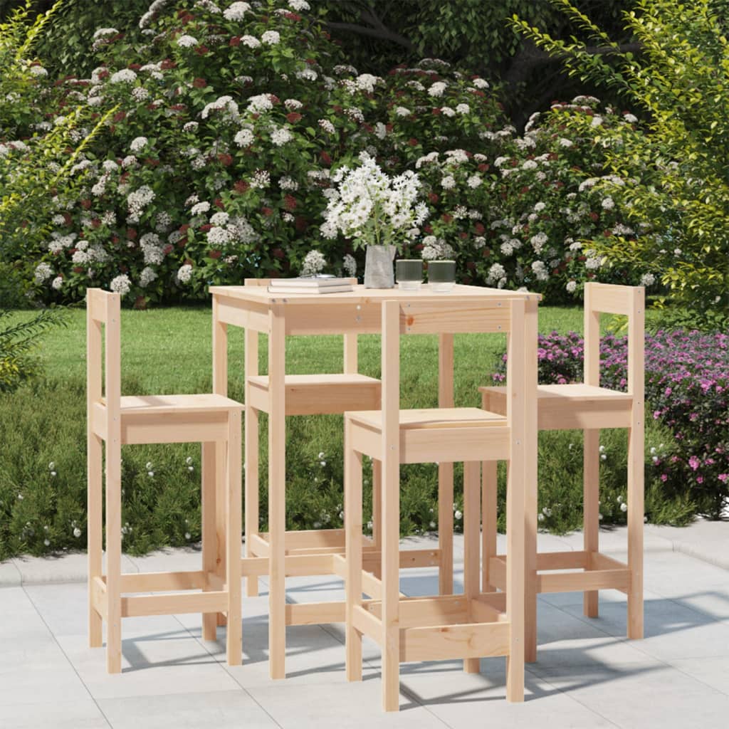 5 Piece Garden Bar Set Solid Wood Pine