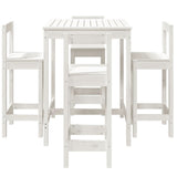 5 Piece Garden Bar Set White Solid Wood Pine