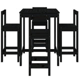 5 Piece Garden Bar Set Black Solid Wood Pine