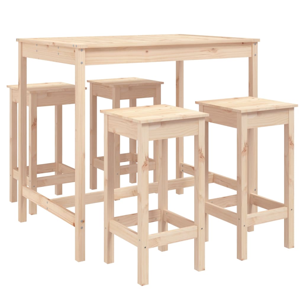 5 Piece Garden Bar Set Solid Wood Pine