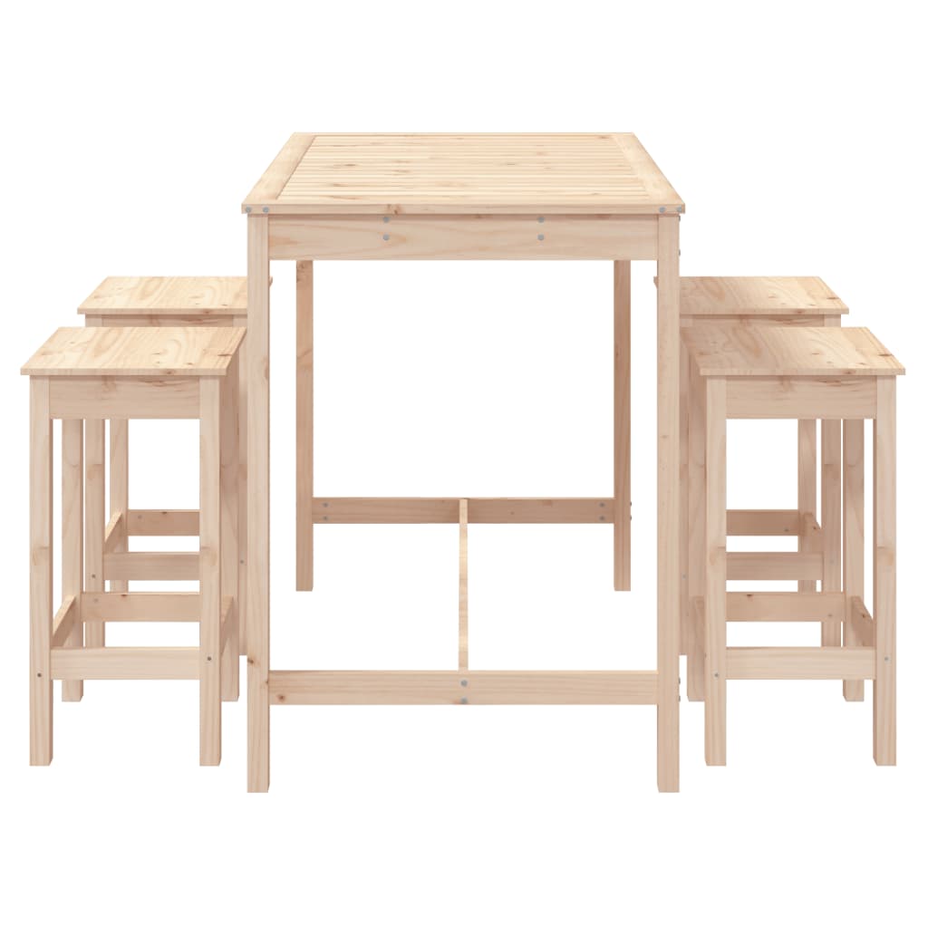 5 Piece Garden Bar Set Solid Wood Pine