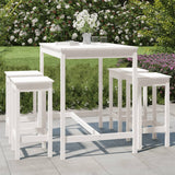 5 Piece Garden Bar Set White Solid Wood Pine