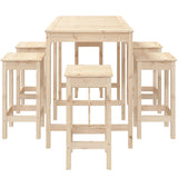 7 Piece Garden Bar Set Solid Wood Pine