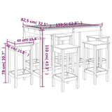 7 Piece Garden Bar Set Solid Wood Pine