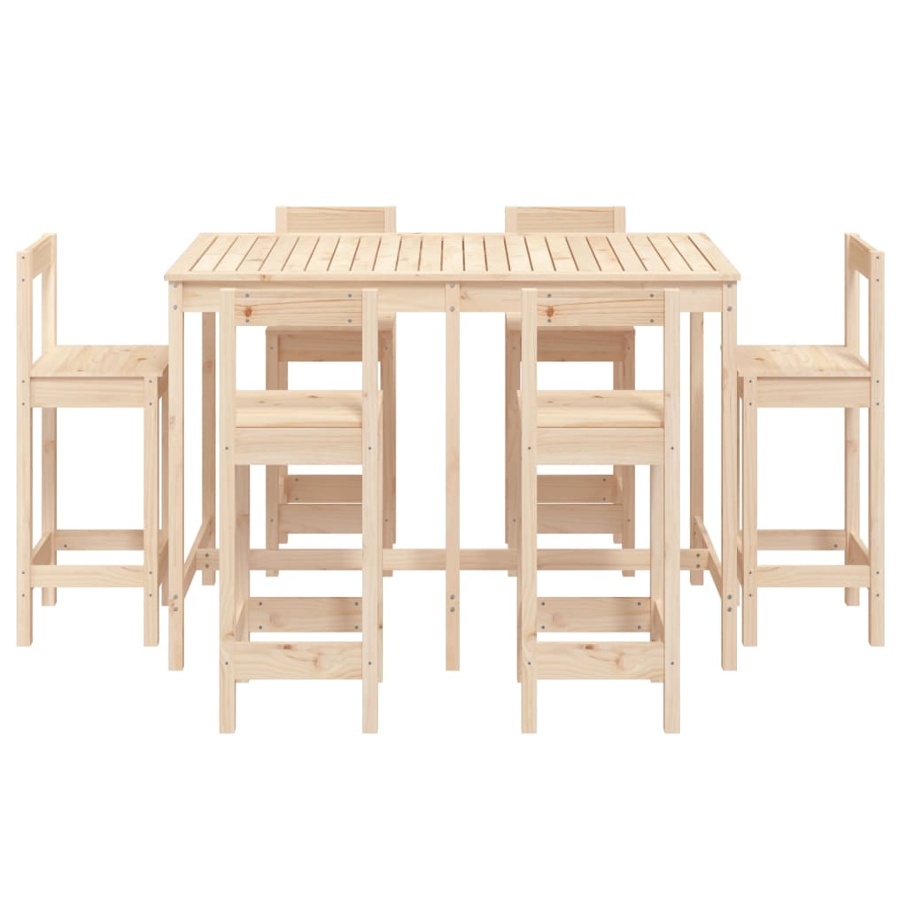 7 Piece Garden Bar Set Solid Wood Pine