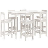 7 Piece Garden Bar Set White Solid Wood Pine