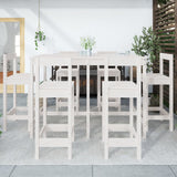 7 Piece Garden Bar Set White Solid Wood Pine