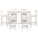 7 Piece Garden Bar Set White Solid Wood Pine