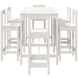 7 Piece Garden Bar Set White Solid Wood Pine