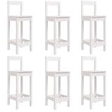 7 Piece Garden Bar Set White Solid Wood Pine