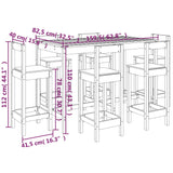 7 Piece Garden Bar Set White Solid Wood Pine