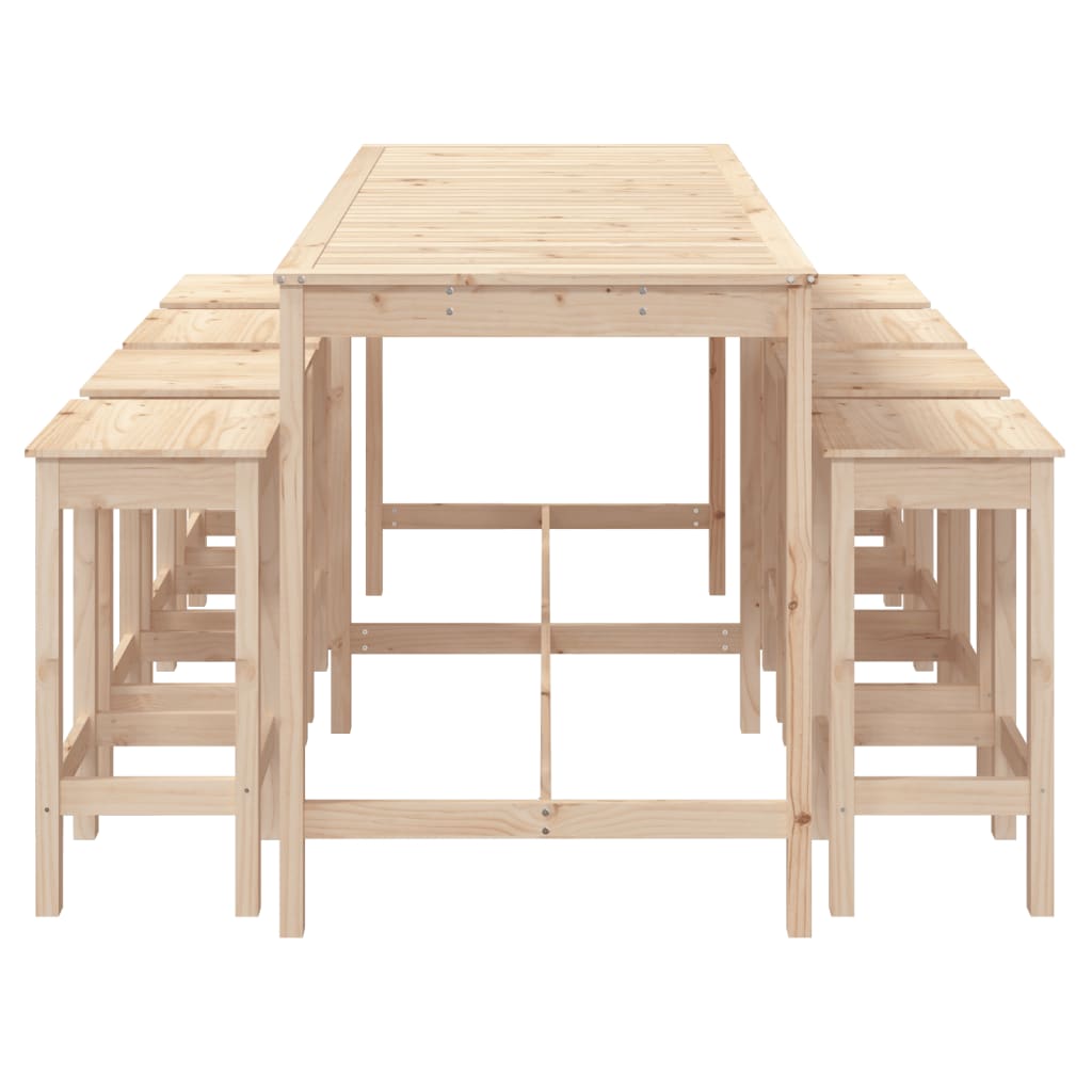 9 Piece Garden Bar Set Solid Wood Pine