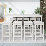 9 Piece Garden Bar Set White Solid Wood Pine