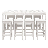 9 Piece Garden Bar Set White Solid Wood Pine