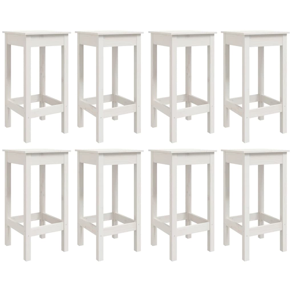 9 Piece Garden Bar Set White Solid Wood Pine