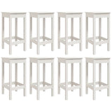 9 Piece Garden Bar Set White Solid Wood Pine