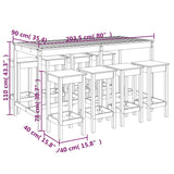 9 Piece Garden Bar Set White Solid Wood Pine