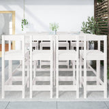 9 Piece Garden Bar Set White Solid Wood Pine