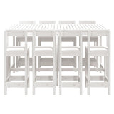 9 Piece Garden Bar Set White Solid Wood Pine