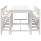 9 Piece Garden Bar Set White Solid Wood Pine