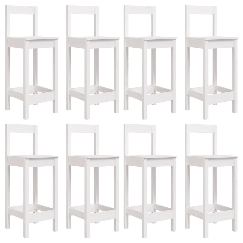 9 Piece Garden Bar Set White Solid Wood Pine