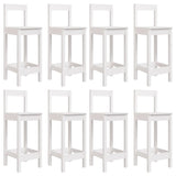 9 Piece Garden Bar Set White Solid Wood Pine