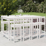 9 Piece Garden Bar Set White Solid Wood Pine