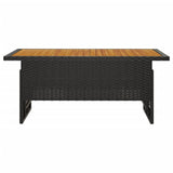 Garden Table Black 100x50x43/63 cm Solid Wood Acacia&Poly Rattan