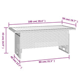 Garden Table Black 100x50x43/63 cm Solid Wood Acacia&Poly Rattan
