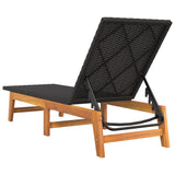 Sun Lounger with Table Poly Rattan and Solid Wood Acacia