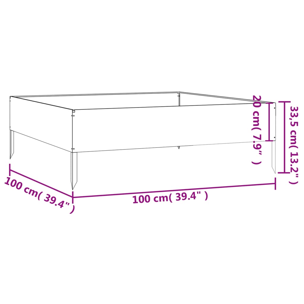 Garden Raised Bed 100x100x33.5 cm Corten Steel