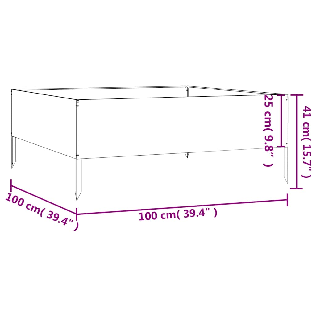 Garden Raised Bed 100x100x41 cm Corten Steel