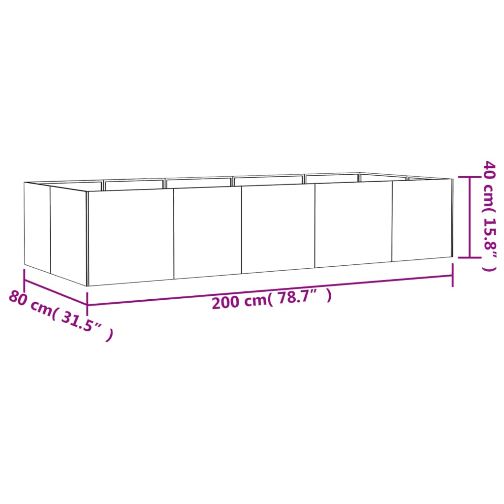 Garden Raised Bed 200x80x40 cm Corten Steel