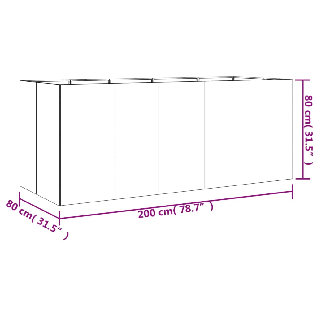 Garden Raised Bed 200x80x80 cm Corten Steel